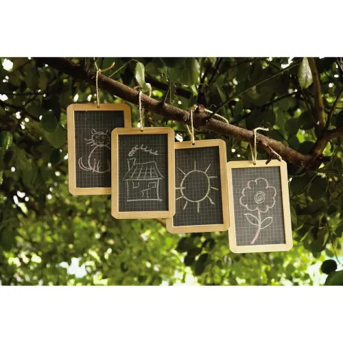 Double Sided Plain/Squared Grid Wooden Framed Chalk/Blackboards - 260 x 180mm - Each