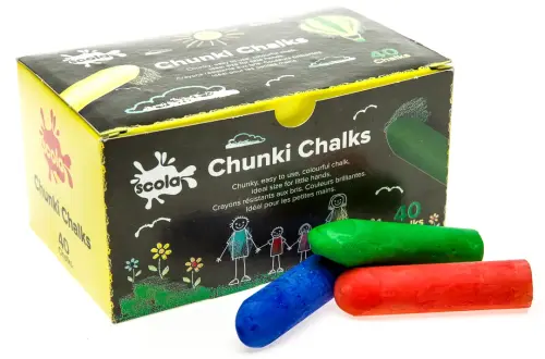 Scola Coloured Chunki Chalk - 57 x 14mm - Assorted - Pack of 40