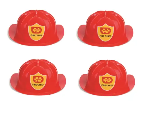 Bigjig Toys Fire Helmets - Adjustable Between 49-55cm - Pack of 4