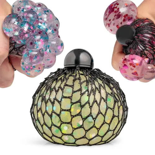Confetti Sequin Squish Mesh Tactile Stress Ball - Each