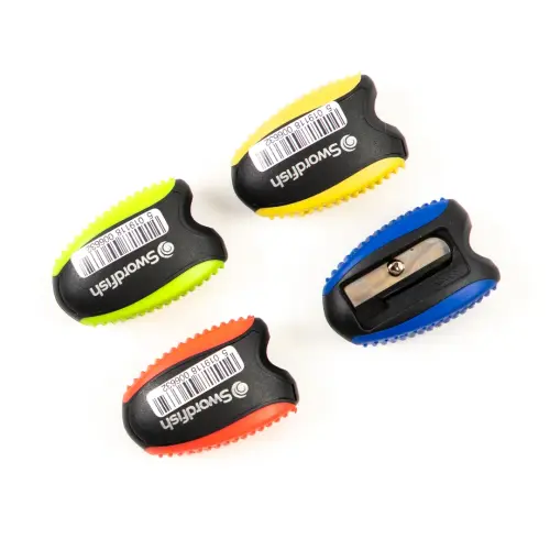 Snopake Swordfish Soft Grip Single Hole 8mm Pencil Sharpeners - Assorted - Pack of 36