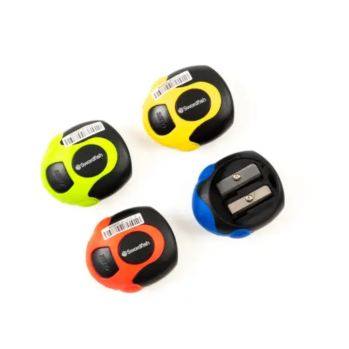 Snopake Swordfish Soft Grip Double Hole 8 & 10.5mm Pencil Sharpeners - Assorted - Pack of 30