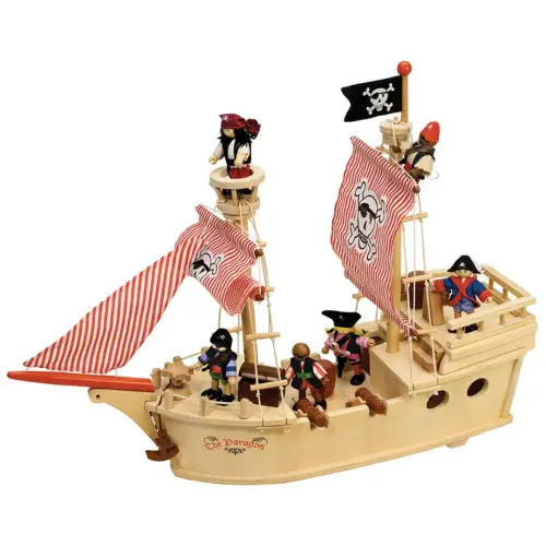 Tidlo Wooden Paragon Pirate Ship Play Set - 180 x 590 x 480mm - Each
