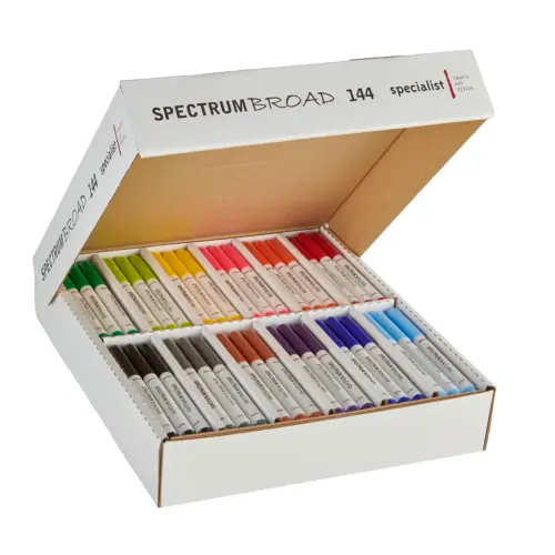 Specialist Crafts Spectrum Selections Broad Nib Fibre/Felt Tip Colouring Pens - Standard Selection - Assorted - Pack of 144