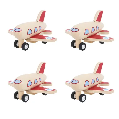 BigJigs Toys Wooden Pull Back Planes - 58 x 95 x 87mm - Pack of 4