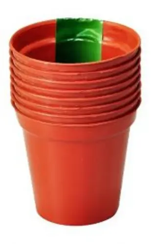 Tough Terracotta Coloured Plastic Plant Pots - 100mm - Pack of 5
