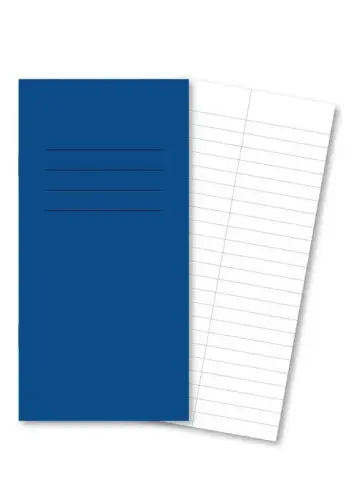 8 x 4"/203 x 101mm Dark Blue Cover 8mm Ruled with Centre Margin Vocabulary/Spelling Exercise Book - 48 Page - Pack of 100