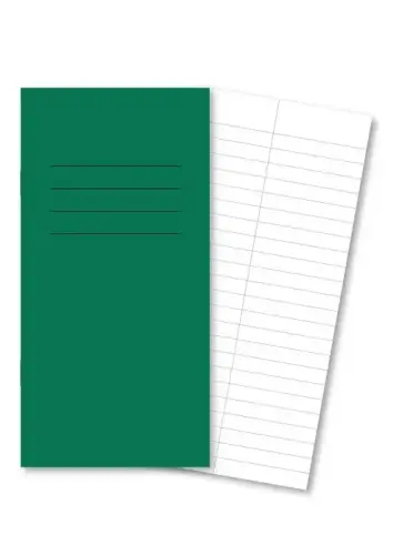 8 x 4"/203 x 101mm Dark Green Cover 8mm Ruled with Centre Margin Vocabulary/Spelling Exercise Book - 48 Page - Pack of 100