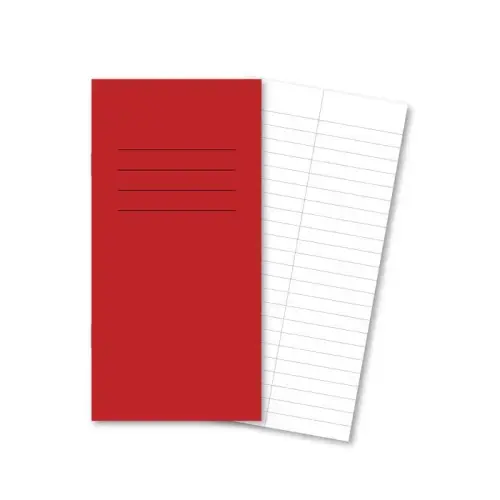 8 x 4"/203 x 101mm Red Cover 8mm Ruled with Centre Margin Vocabulary/Spelling Exercise Book - 48 Page - Pack of 100