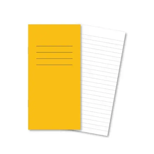 8 x 4"/203 x 101mm Yellow Cover 8mm Ruled Vocabulary/Spelling Exercise Book - 48 Page - Pack of 100