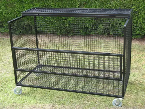 Lockable Mesh Sports Equipment Storage Trolley - Black - 70 x 125 x 85cm - Each