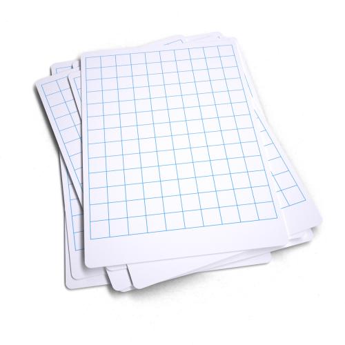 Show-me Basics A4/297 x 210mm Lightweight 20mm Square Gridded/Plain Flexible Whiteboards - 650microns - Pack of 10