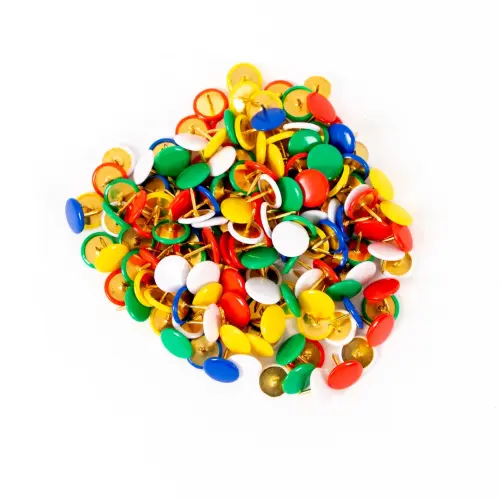 Plastic Coloured Topped Drawing Pins - 9.5mm - Assorted - Pack of 1000
