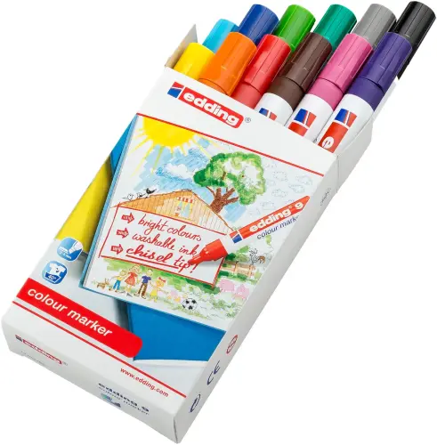 Edding 9 Chisel Tip Colour Markers - 2-5mm Nib Width - Assorted - Pack of 12