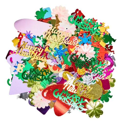 Christmas Sequin Mix - Assorted Colours & Shapes - 35g Tub - Each
