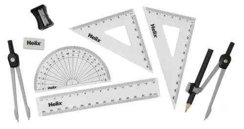 Helix Cambridge Maths Tin - Includes Compass, Ruler, Eraser, Sharpener etc. - Per Set