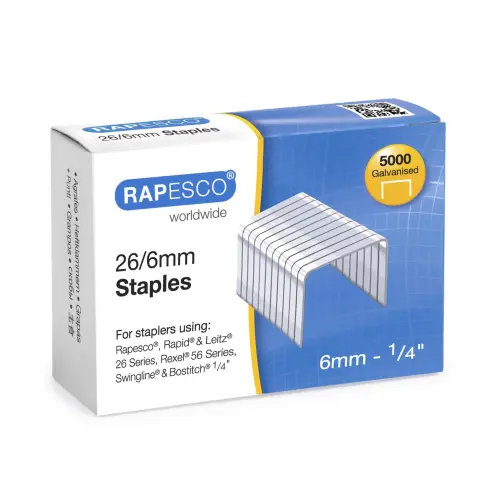 Rapesco 26/6mm Staples - Pack of 5000
