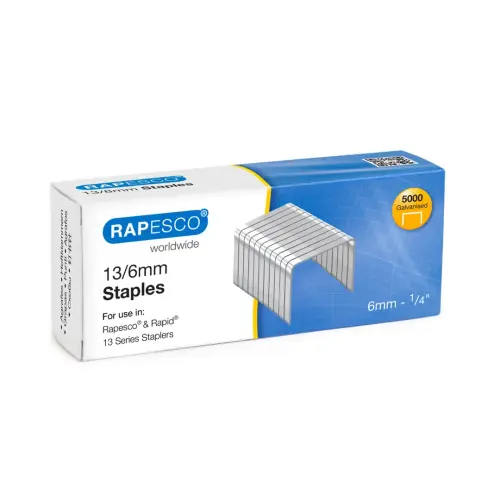 Rapesco 13/6mm Galvanised Staples - Pack of 5000