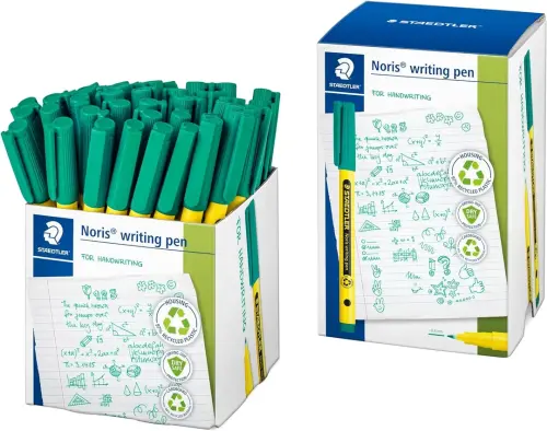 Staedtler Noris Green Handwriting Pens - 0.6mm Nib - Tub of 50