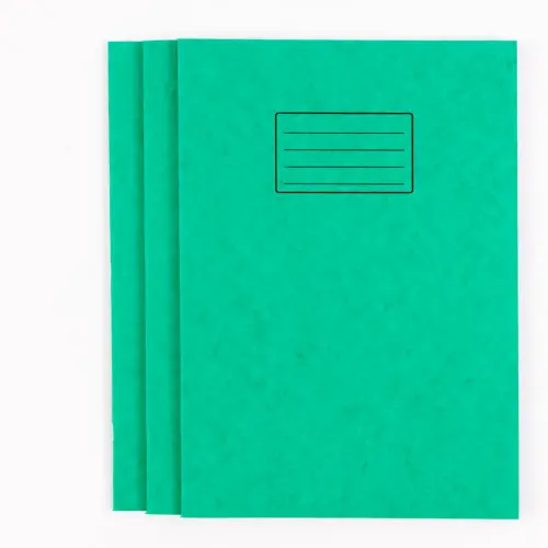 A4+/339 x 240mm Green Cover 8mm Ruled with Margin Exercise Book - 80 Page - Pack of 50