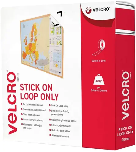 Velcro Brand White Adhesive Loop Only Tape - 20mm x 10m - Each