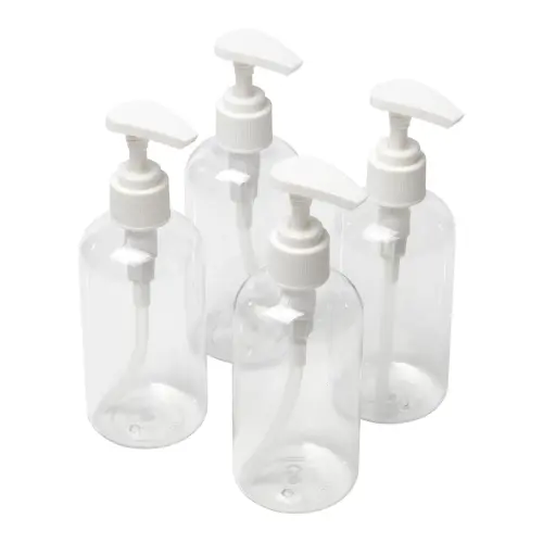 Reusable Pump Action Dispenser Bottles - 4 x 250ml - Pack of 4