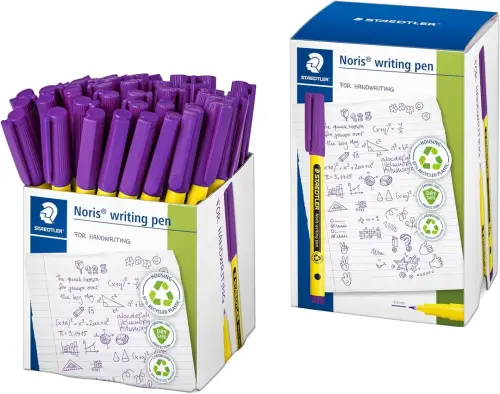 Staedtler Noris Purple Handwriting Pens - 0.6mm Nib - Tub of 50