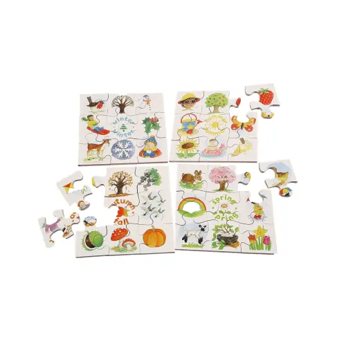 Just Jigsaws Seasons 9 Piece Wooden Jigsaw Puzzles - 200 x 200mm - Assorted - Pack of 4