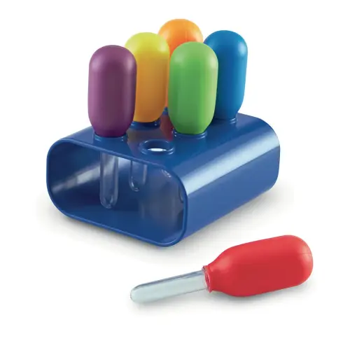 Learning Resources Jumbo Eyedroppers - 11cm - Assorted - Pack of 6 with Stand - Per Set