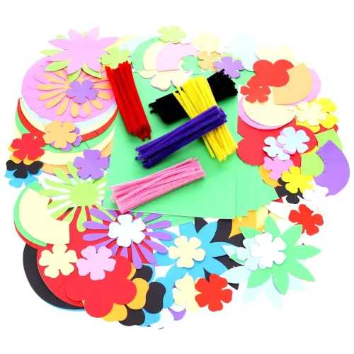 Festival of Paper Flower Cut Out Shapes with Pipe Cleaner Stems - Assorted - Pack of 500