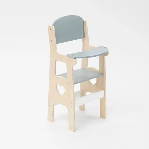 Role Play Grey & White Wooden Dolls Highchair - 580 x 205 x 265mm - Each