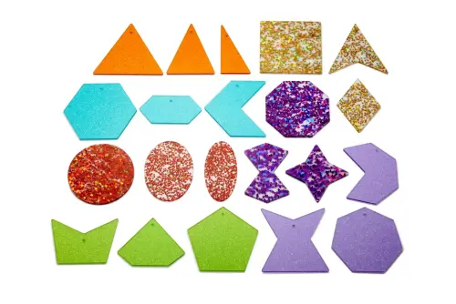 Commotion Rainbow Glitter Shapes - Assorted Shaped & Colours - 10cm - Pack of 21