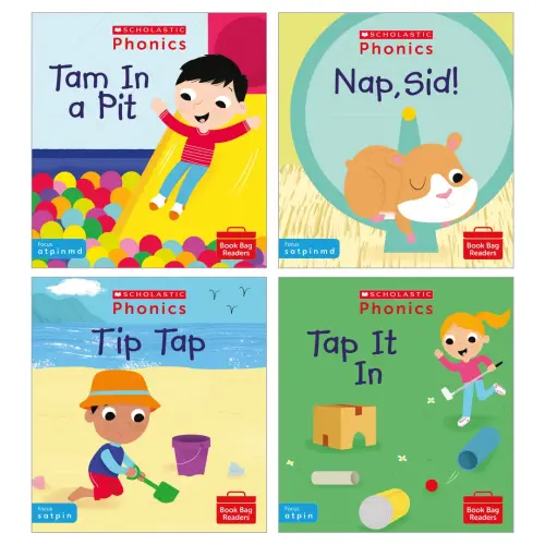 Scholastic Phonics Book Bag Readers Starter Pack 1 - Assorted - Pack Contains Set 1 & 2 - Pack of 8