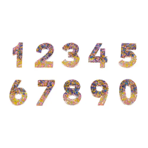 Resin Sequin Numbers 0-9  - 5 x 3cm - Assorted - Pack of 10