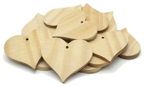 Wooden Heart Embellishments - 70 x 65 x 7mm - Pack of 20