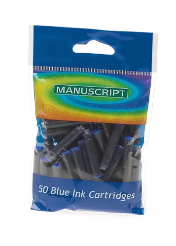 Manuscript Blue Fountain Pen Ink Cartridges - Pack of 50