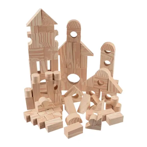 Edushape Wood-like Foam Soft Blocks - Assorted Shapes & Sizes - Pack of 80