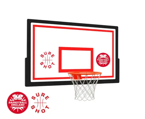 Sure Shot Basketball Backboard and Ring - White/Red/Blue - 110 x 70cm - Each