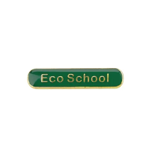 Green Enamel Eco-School Bar Badge - 45 x 10mm - Pack of 10
