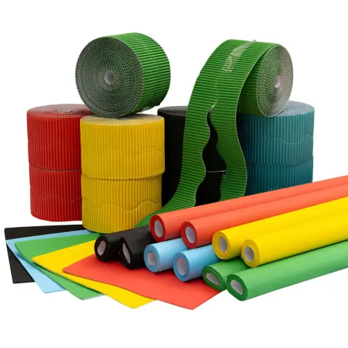 Classic Colours Colourlast Classroom Display Pack - Poster Paper Rolls, Corrugated Border Rolls & A4+ Mounting Paper - Assorted - Per Pack