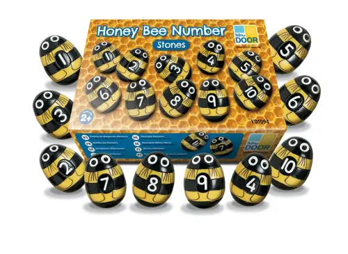 Yellow Door Honey Bee Number Stones - 50mm - Assorted - Pack of 20