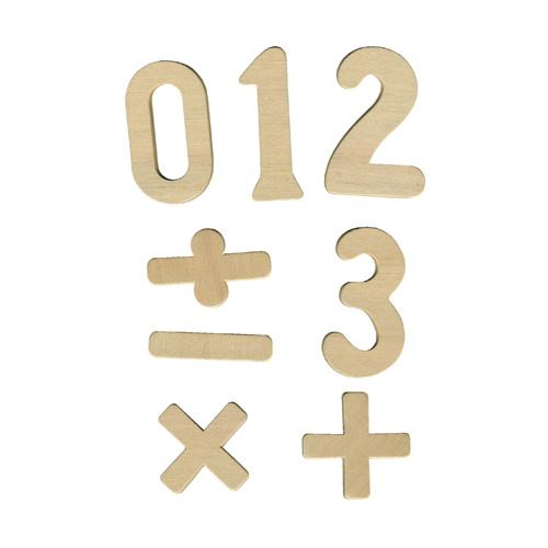 Wooden Number & Symbols Templates - 80 x 6.5mm - Assorted - Pack of 42