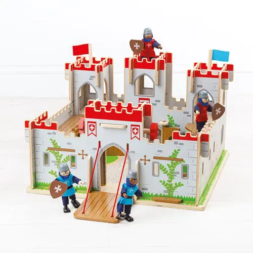 Bigjigs Toys King George's Wooden Castle with Knights - 290 x 600 x 480mm - Each