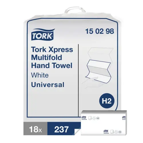 Tork Xpress H2 M-Fold White 2 Ply Paper Hand Towels - Unfolded 240 x 213mm - 18 x 237 Towels Per Sleeve - Pack of 4266