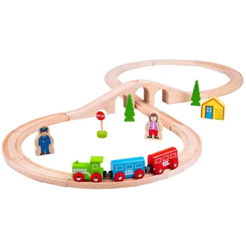 BigJigs Toys Figure of Eight Wooden Train Set - 460 x 1020mm - Per Set