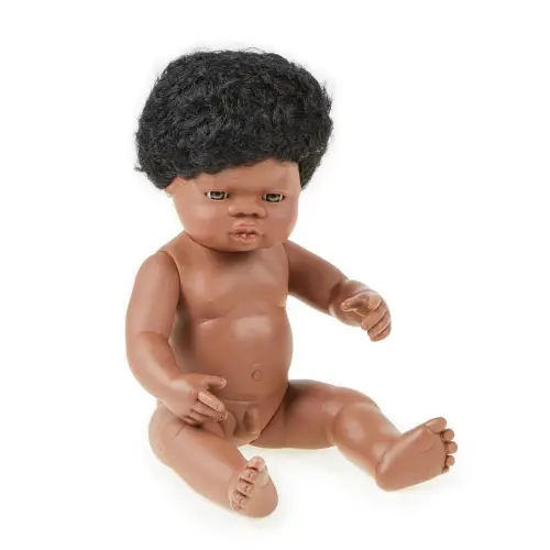 Miniland Multicultural Hard Bodied Dolls - Omar African Boy Doll - 38cm - Each