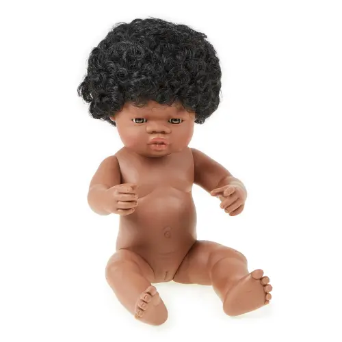 Miniland Multicultural Hard Bodied Dolls - Aida African Girl Doll - 38cm - Each