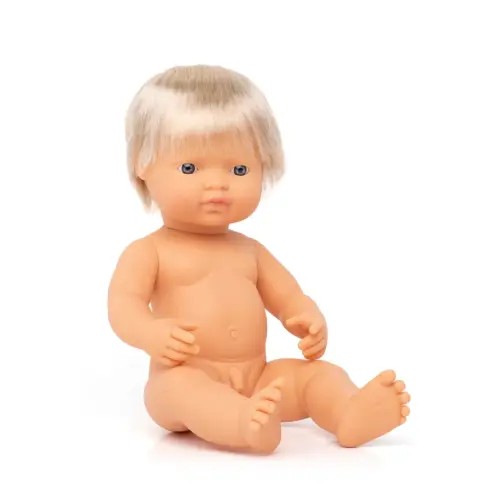 Miniland Multicultural Hard Bodied Dolls - Oliver European Boy Doll - 38cm - Each