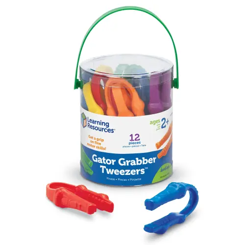 Learning Resources Childrens Gator Grabber Plastic Tweezers - Assorted - Tub of 12