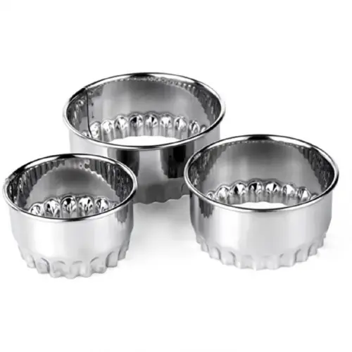 Stainless Steel Fluted Round Cutters - Assorted - Pack of 3